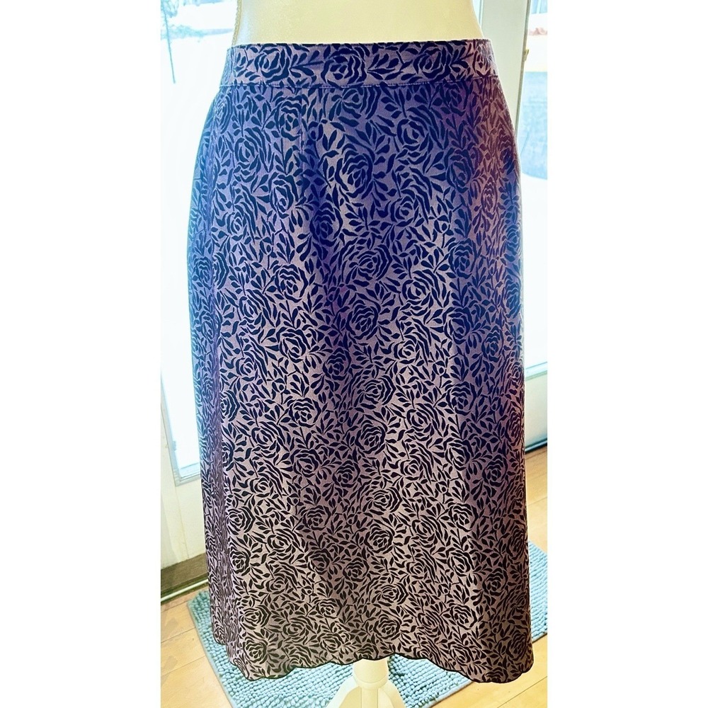 Les Suit Womens Midi Skirt Purple Brown Floral Workwear Boho Plus 22W size - Picture 5 of 11
